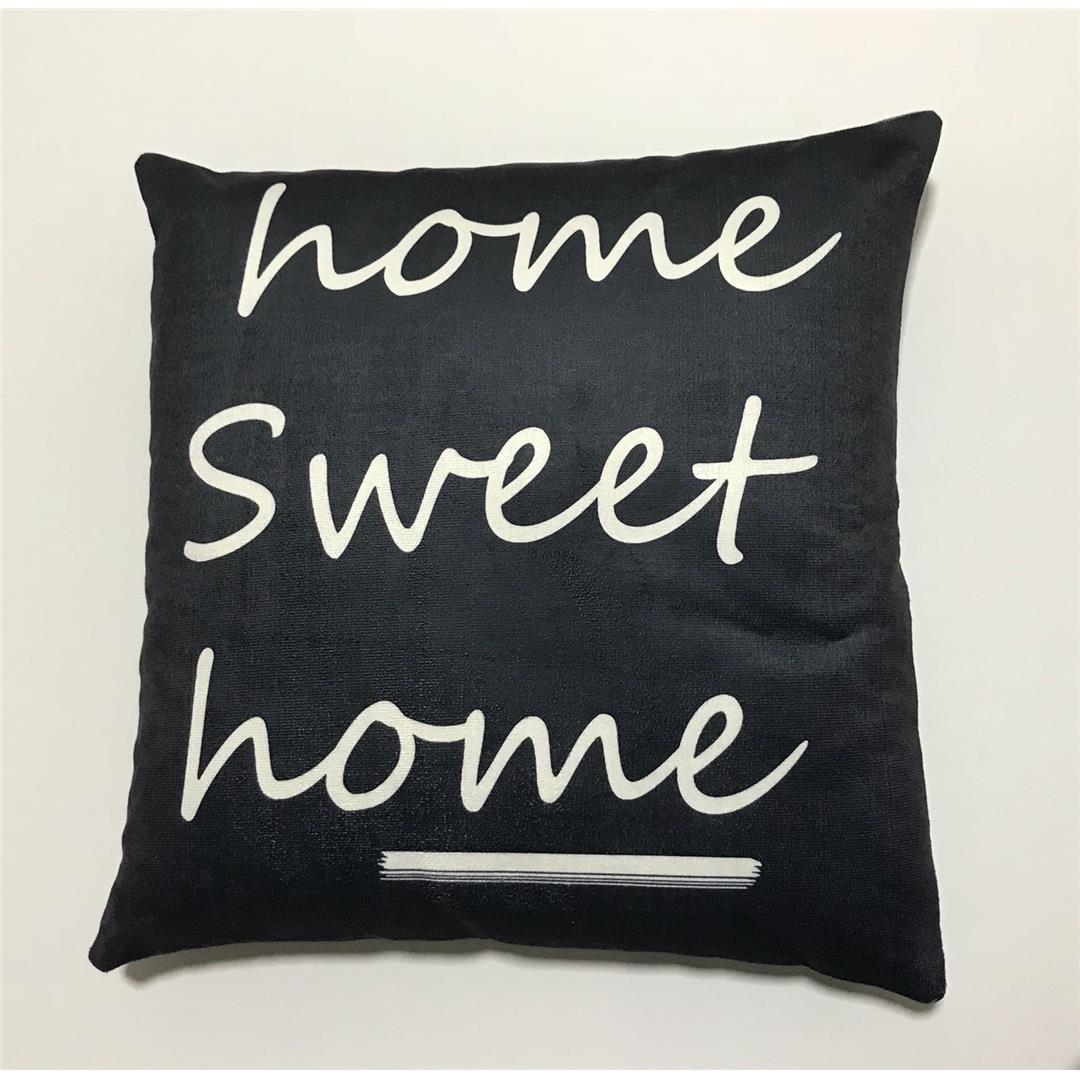  3D Kırlent Kılıfı Home Sweet Home Siyah